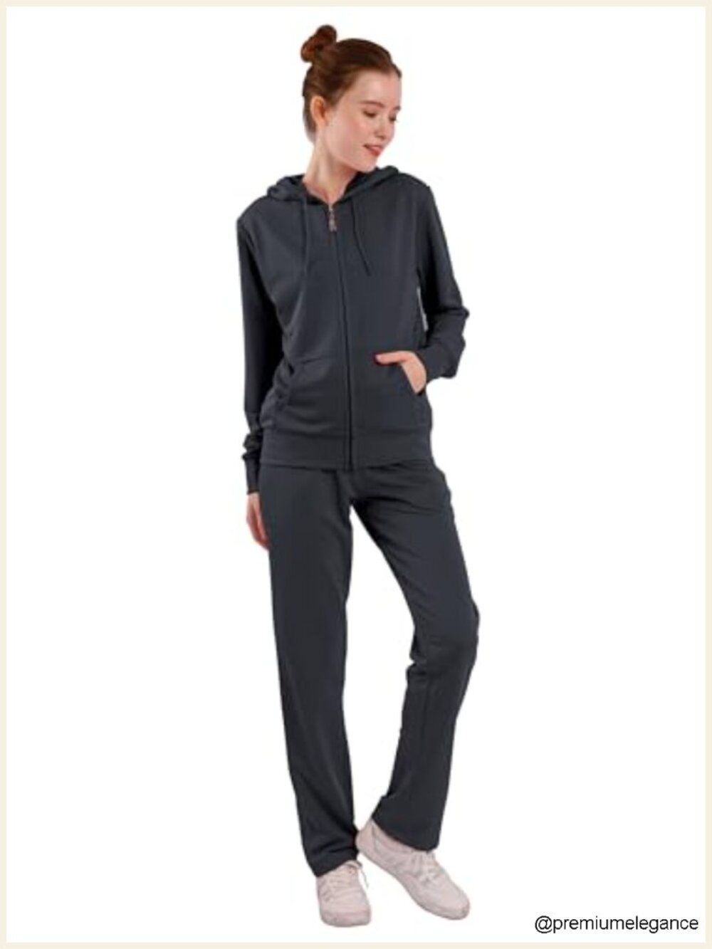 Women's 2 Piece Sweatsuit Fleece Zip Up Hoodie & Jogger Athletic Set